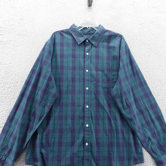 Gap Long Sleeve Button Down Shirt Size XXL Green Blue Plaid Mens NWT - Picture 3 of 12